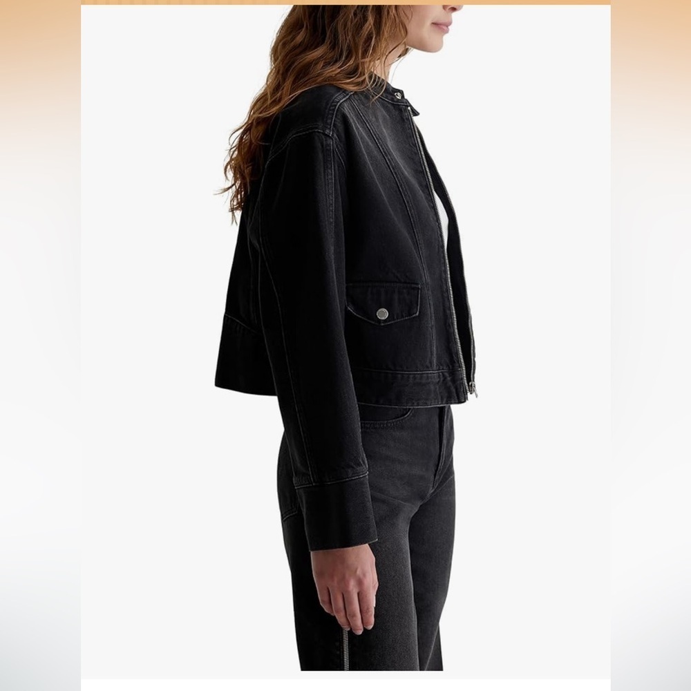 NWT womens Adriano Goldschimied AG Jeans Laney Moto Jacket Demure XL - Picture 2 of 8